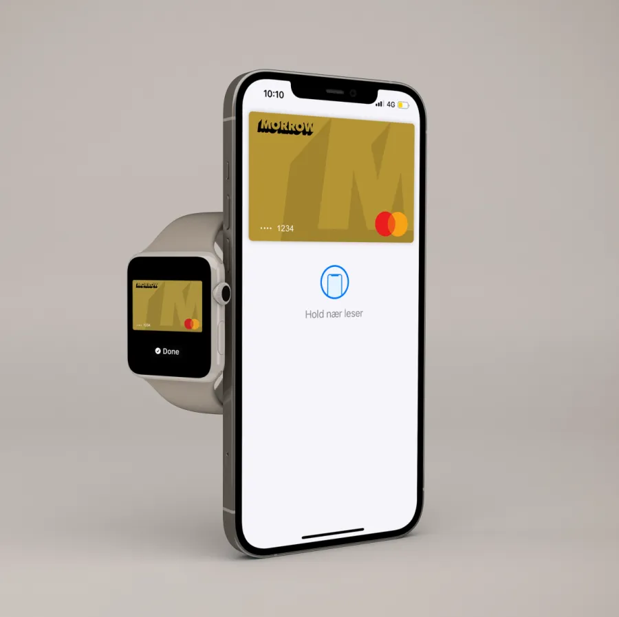 Morrow Bank-kredittkort vist i mobilbetaling